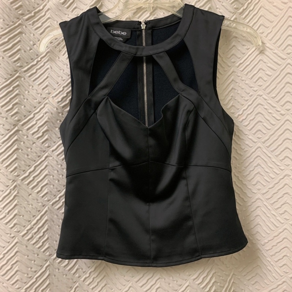 Bebe Black Cutout Sleeveless Blouse